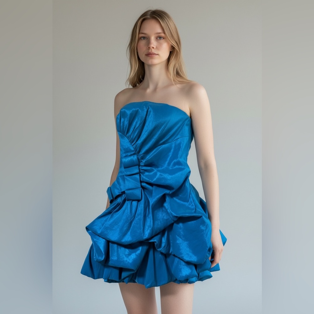 Romeo & Juliet Couture Strapless Dress in Vibrant Blue